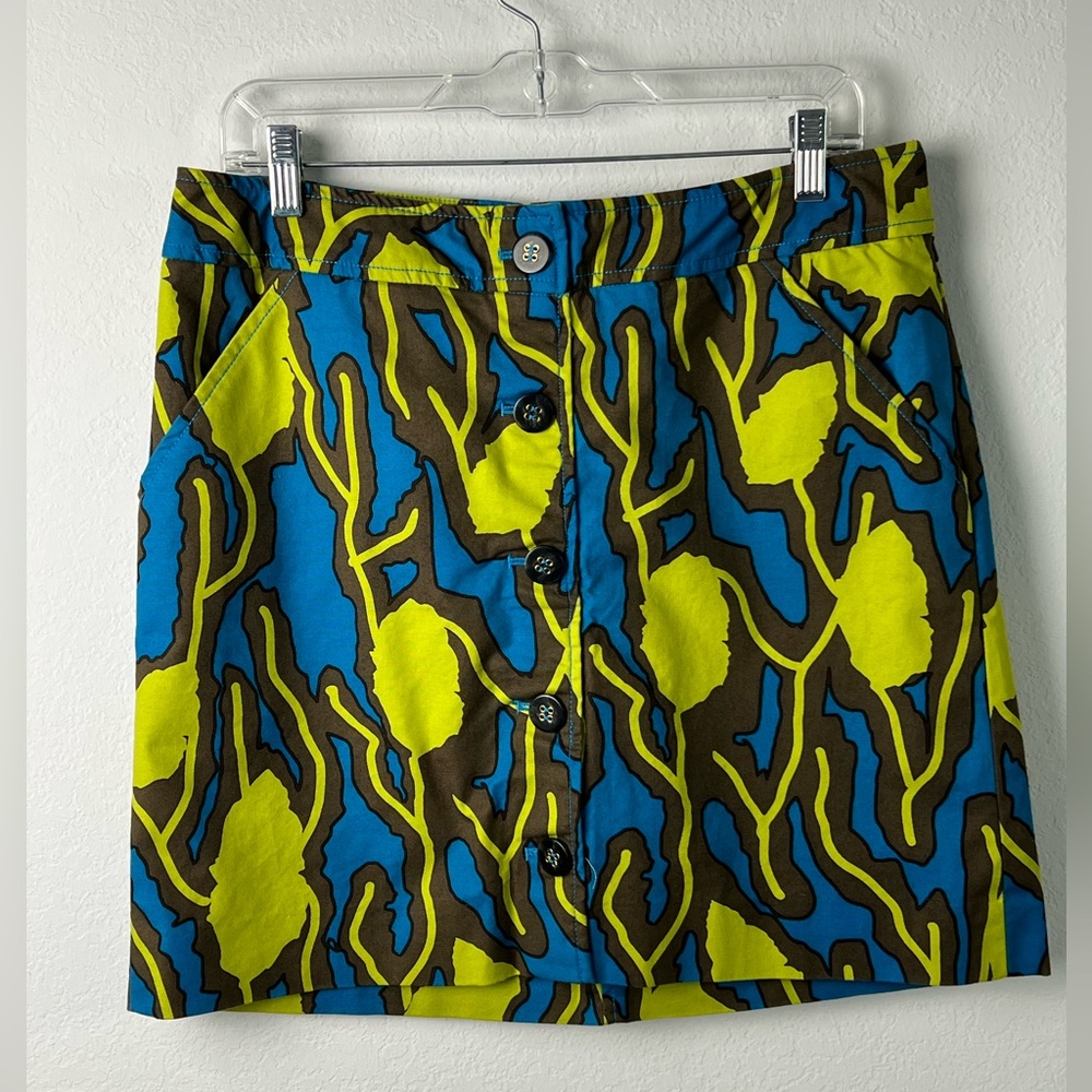 Etcetera A-line Blue Brown Green Cotton Spandex Mini Skirt